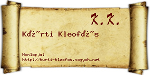 Kürti Kleofás névjegykártya